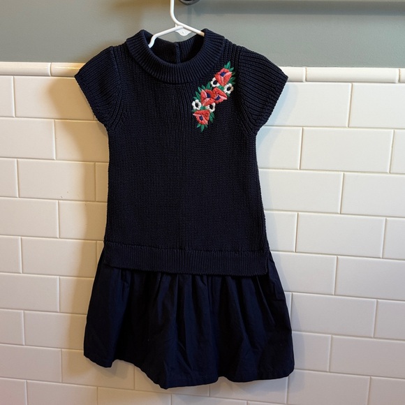 Janie and Jack Other - Janie and Jack blue sweater dress with flowers Size 4
